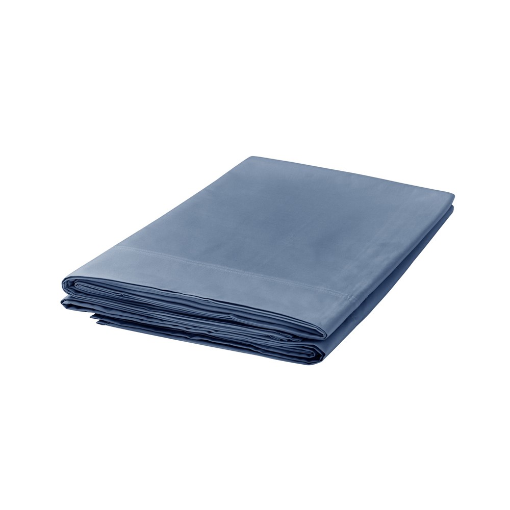 Plain Dye Flat Sheet By Bedeck of Belfast in Denim Blue